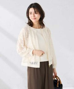 a.v.v / アー・ヴェ・ヴェ セットアップ | ノーカラーレースブルゾン