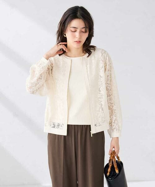 a.v.v / アー・ヴェ・ヴェ セットアップ | ノーカラーレースブルゾン | 詳細1