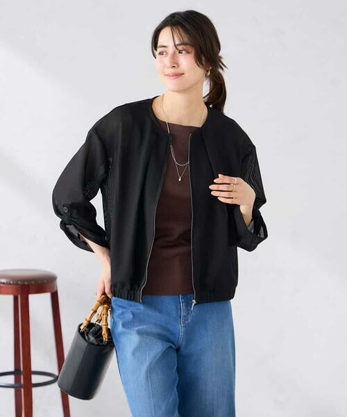 a.v.v / アー・ヴェ・ヴェ その他アウター | ノーカラーメッシュブルゾン | 詳細6