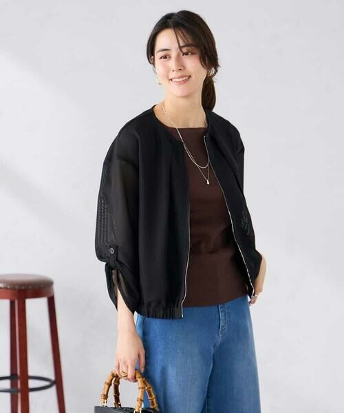 a.v.v / アー・ヴェ・ヴェ その他アウター | ノーカラーメッシュブルゾン | 詳細8