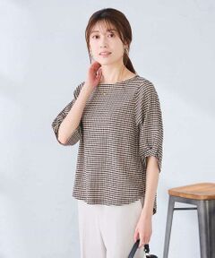 a.v.v / アー・ヴェ・ヴェ カットソー | ボーダー楊柳袖デザインカットソー