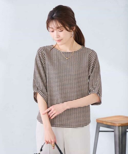 a.v.v / アー・ヴェ・ヴェ カットソー | ボーダー楊柳袖デザインカットソー | 詳細1