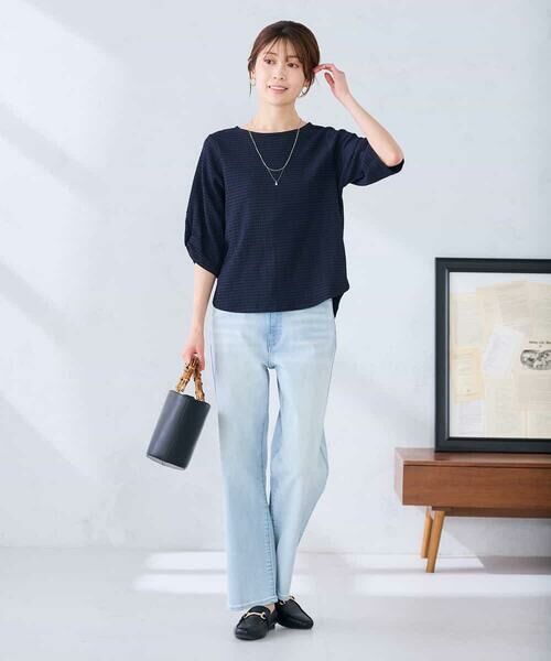a.v.v / アー・ヴェ・ヴェ カットソー | ボーダー楊柳袖デザインカットソー | 詳細13