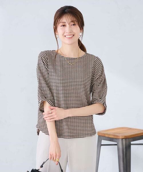 a.v.v / アー・ヴェ・ヴェ カットソー | ボーダー楊柳袖デザインカットソー | 詳細3