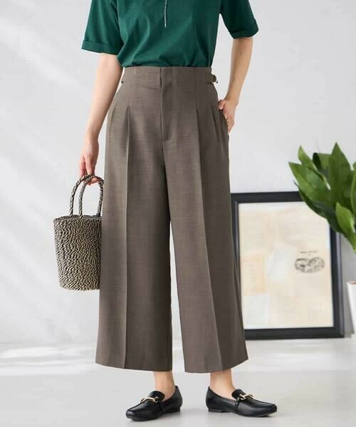 a.v.v / アー・ヴェ・ヴェ ショート・ハーフ・半端丈パンツ | 【接触冷感/UVカット】リネンライククロップドパンツ【セットアップ対応/アンチピリング】（ダークグレー）