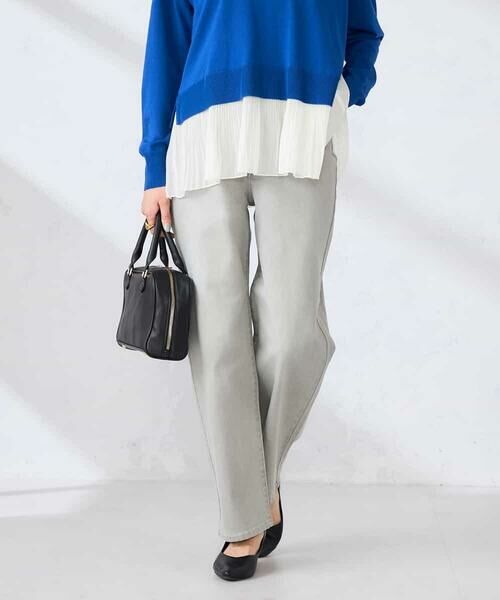 a.v.v / アー・ヴェ・ヴェ チノ・ワークパンツ | サマーストレッチデニムストレートパンツ(ライトグレー)