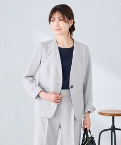 a.v.v / アー・ヴェ・ヴェ ノーカラージャケット | 【接触冷感/イージーケア/UVカット/吸水速乾】サマーストレッチノーカラージャケット