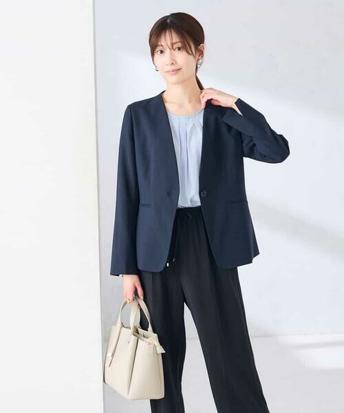 a.v.v / アー・ヴェ・ヴェ ノーカラージャケット | 【接触冷感/イージーケア/UVカット/吸水速乾】サマーストレッチノーカラージャケット | 詳細1