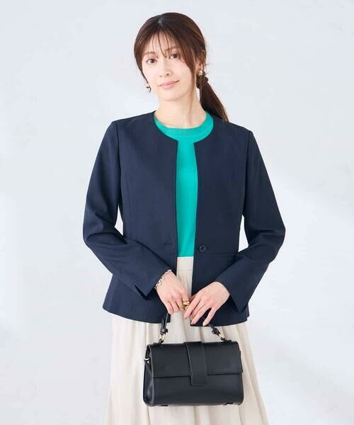 a.v.v / アー・ヴェ・ヴェ ノーカラージャケット | 【接触冷感/イージーケア/UVカット/吸水速乾】サマーストレッチキーネックジャケット | 詳細1