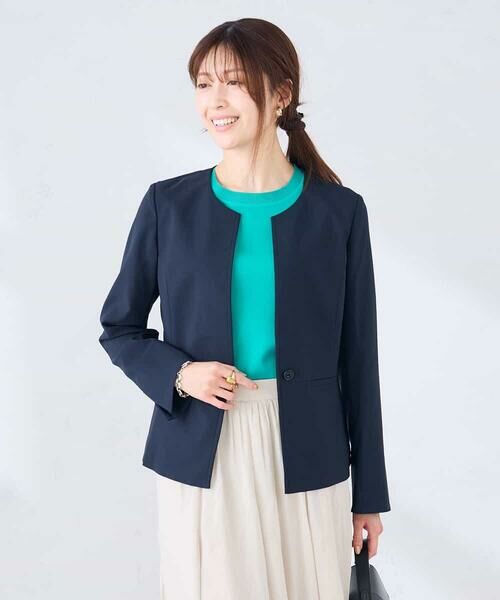 a.v.v / アー・ヴェ・ヴェ ノーカラージャケット | 【接触冷感/イージーケア/UVカット/吸水速乾】サマーストレッチキーネックジャケット | 詳細2