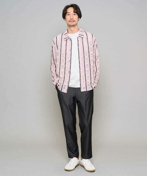 a.v.v / アー・ヴェ・ヴェ シャツ・ブラウス | 【洗濯機で洗える】透かしストライプ ワイドシルエットシャツ | 詳細1