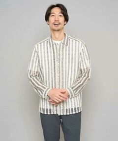 a.v.v / アー・ヴェ・ヴェ シャツ・ブラウス | 春のお洒落羽織【洗濯機で洗える】レースストライプワイドシルエットシャツ