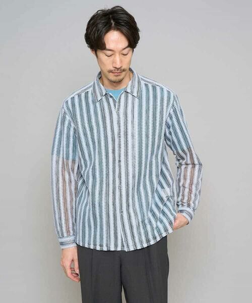 a.v.v / アー・ヴェ・ヴェ シャツ・ブラウス | 春のお洒落羽織【洗濯機で洗える】レースストライプワイドシルエットシャツ | 詳細10