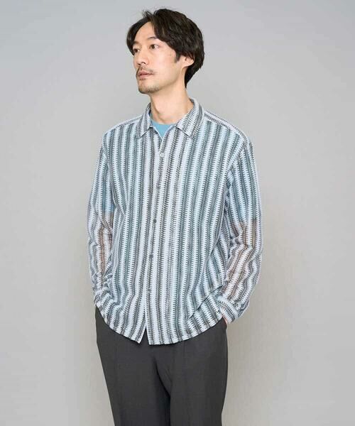 a.v.v / アー・ヴェ・ヴェ シャツ・ブラウス | 春のお洒落羽織【洗濯機で洗える】レースストライプワイドシルエットシャツ | 詳細11