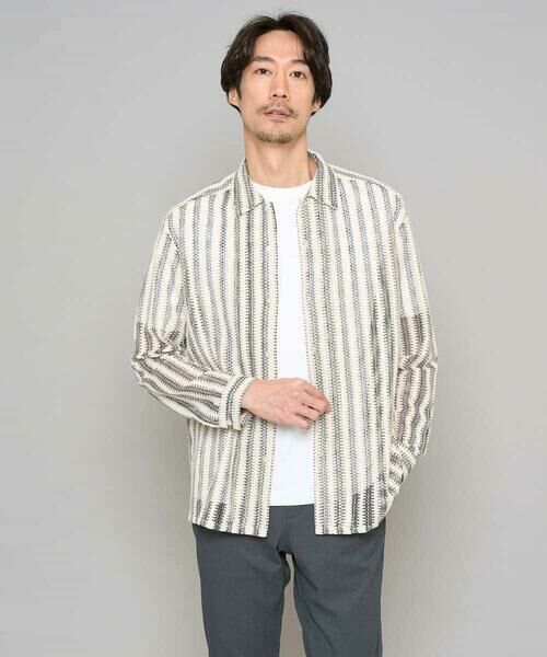 a.v.v / アー・ヴェ・ヴェ シャツ・ブラウス | 春のお洒落羽織【洗濯機で洗える】レースストライプワイドシルエットシャツ | 詳細12