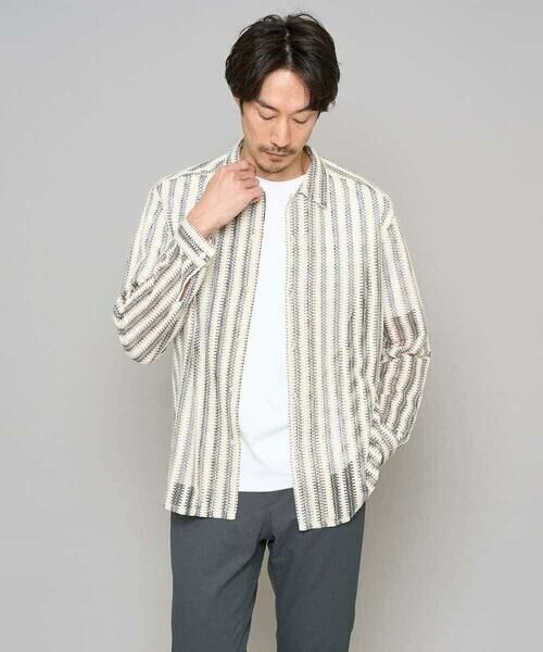 a.v.v / アー・ヴェ・ヴェ シャツ・ブラウス | 春のお洒落羽織【洗濯機で洗える】レースストライプワイドシルエットシャツ | 詳細13