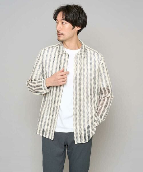 a.v.v / アー・ヴェ・ヴェ シャツ・ブラウス | 春のお洒落羽織【洗濯機で洗える】レースストライプワイドシルエットシャツ | 詳細14