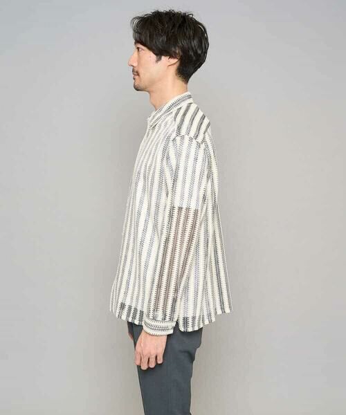 a.v.v / アー・ヴェ・ヴェ シャツ・ブラウス | 春のお洒落羽織【洗濯機で洗える】レースストライプワイドシルエットシャツ | 詳細15