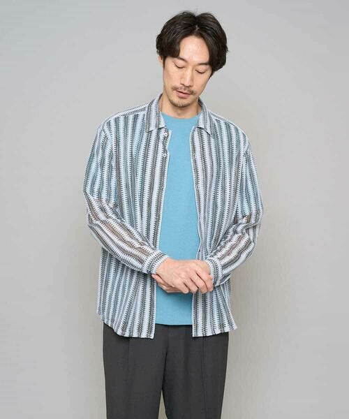 a.v.v / アー・ヴェ・ヴェ シャツ・ブラウス | 春のお洒落羽織【洗濯機で洗える】レースストライプワイドシルエットシャツ | 詳細7