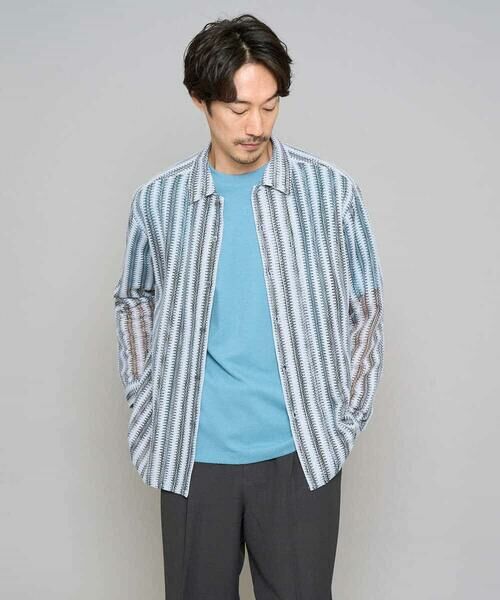 a.v.v / アー・ヴェ・ヴェ シャツ・ブラウス | 春のお洒落羽織【洗濯機で洗える】レースストライプワイドシルエットシャツ | 詳細8