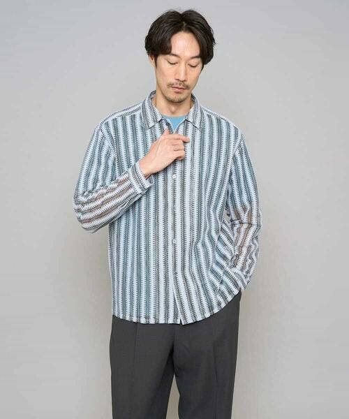 a.v.v / アー・ヴェ・ヴェ シャツ・ブラウス | 春のお洒落羽織【洗濯機で洗える】レースストライプワイドシルエットシャツ | 詳細9