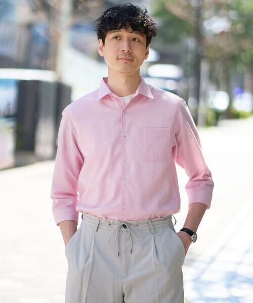 a.v.v / アー・ヴェ・ヴェ シャツ・ブラウス | 【イージーケア/洗濯機で洗える/速乾/接触冷感/ストレッチ】ポリエステルアサシチブソデシャツ（ピンク）