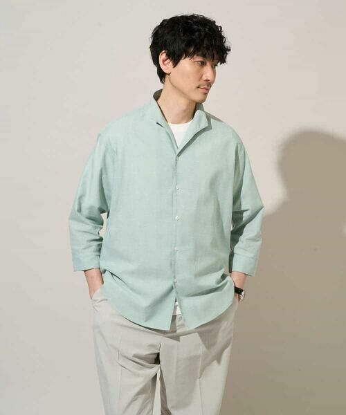 a.v.v / アー・ヴェ・ヴェ シャツ・ブラウス | 【イージーケア/洗濯機で洗える/速乾/接触冷感/ストレッチ】ポリエステルアサハチブソデスタンドカラーシャツ | 詳細1