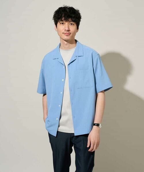 a.v.v / アー・ヴェ・ヴェ シャツ・ブラウス | 【イージーケア/洗濯機で洗える/接触冷感/吸水速乾/UVカット/ストレッチ】リライト オープンカラーシャツ(ライトブルー)
