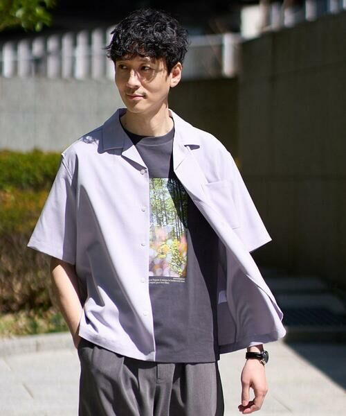 a.v.v / アー・ヴェ・ヴェ シャツ・ブラウス | 【イージーケア/洗濯機で洗える/接触冷感/吸水速乾/UVカット/ストレッチ】リライト オープンカラーシャツ(ラベンダー)