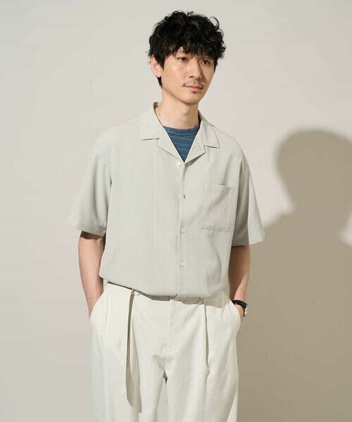 a.v.v / アー・ヴェ・ヴェ シャツ・ブラウス | 【イージーケア/洗濯機で洗える/接触冷感/吸水速乾/UVカット/ストレッチ】リライト オープンカラーシャツ(ライトグレー)