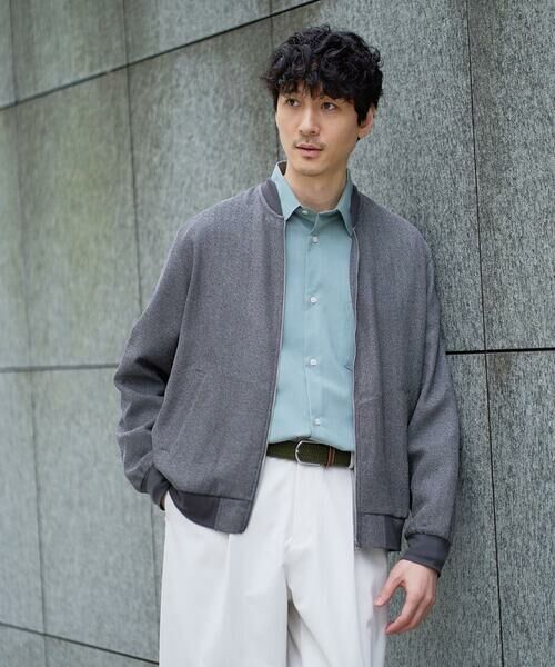 a.v.v / アー・ヴェ・ヴェ セットアップ | 【洗濯機で洗える】ヘリンボーンシアーリブブルゾン（グレー）