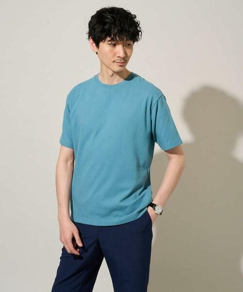 a.v.v / アー・ヴェ・ヴェ カットソー | 【イージーケア/洗濯機で洗える】キカジャカードセミワイドシルエットカットソー（グリーン）