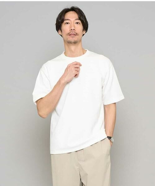 a.v.v / アー・ヴェ・ヴェ カットソー | 【イージーケア/洗濯機で洗える/接触冷感】フォーマルジャカードセミワイドシルエットカットソー（ホワイト）