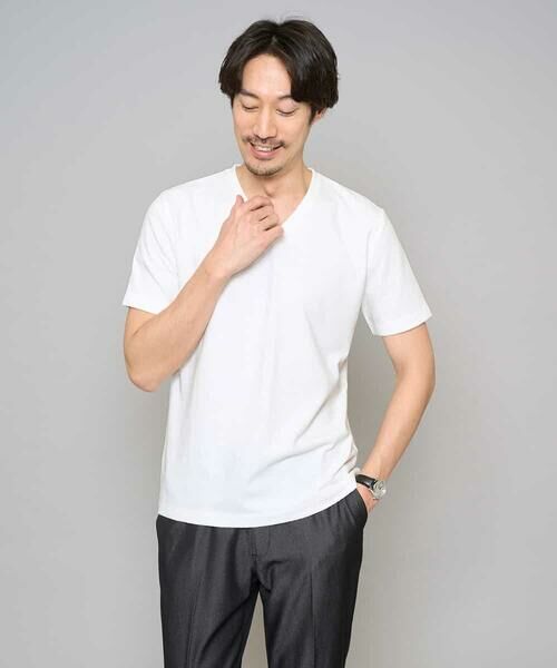 a.v.v / アー・ヴェ・ヴェ カットソー | 【イージーケア/洗濯機で洗える】キカジャカードＶネックスマートＴシャツ | 詳細10