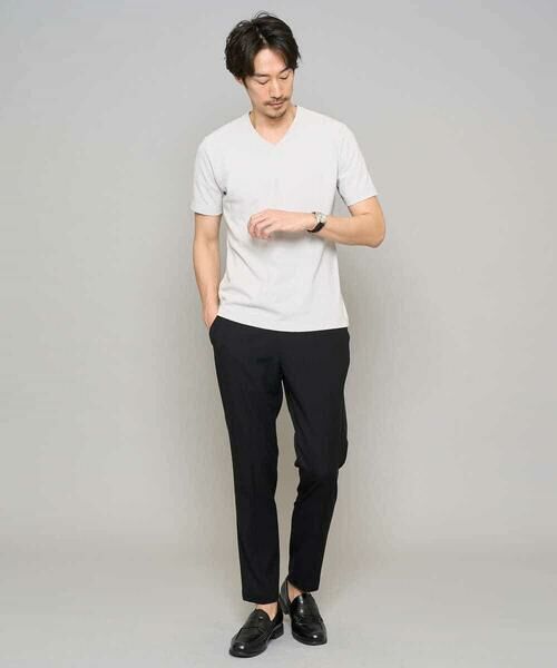 a.v.v / アー・ヴェ・ヴェ カットソー | 【イージーケア/洗濯機で洗える】キカジャカードＶネックスマートＴシャツ | 詳細4
