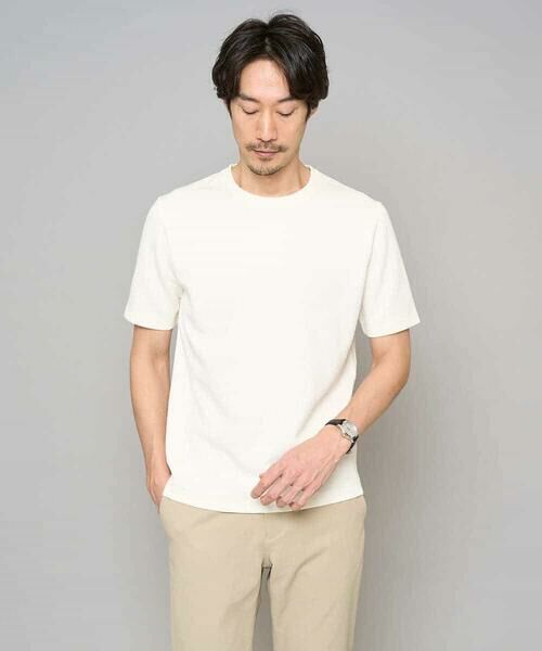 a.v.v / アー・ヴェ・ヴェ カットソー | 【イージーケア/洗濯機で洗える/毛玉になりにくい】ライトキカジャカードクルーネックスマートＴシャツ（アイボリー）