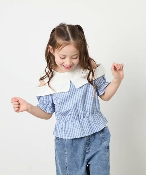 a.v.v / アー・ヴェ・ヴェ シャツ・ブラウス | [120-160]バイカラーチェックレイヤード風ブラウス | 詳細1