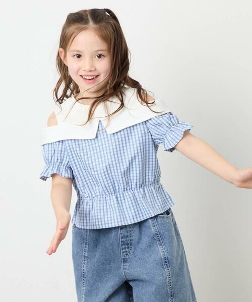 a.v.v / アー・ヴェ・ヴェ シャツ・ブラウス | [120-160]バイカラーチェックレイヤード風ブラウス | 詳細2