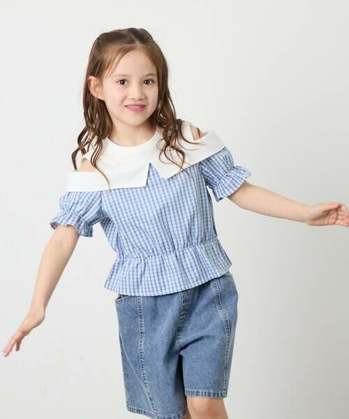 a.v.v / アー・ヴェ・ヴェ シャツ・ブラウス | [120-160]バイカラーチェックレイヤード風ブラウス | 詳細3