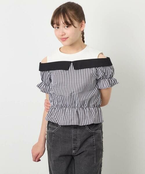 a.v.v / アー・ヴェ・ヴェ シャツ・ブラウス | [120-160]バイカラーチェックレイヤード風ブラウス | 詳細12