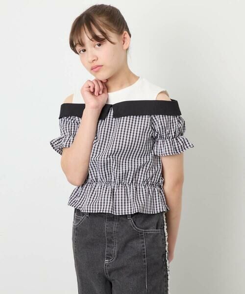 a.v.v / アー・ヴェ・ヴェ シャツ・ブラウス | [120-160]バイカラーチェックレイヤード風ブラウス | 詳細14
