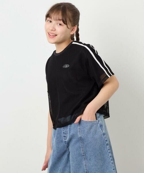 a.v.v / アー・ヴェ・ヴェ カットソー | [120-160]メッシュレイヤードTシャツ（ブラック）