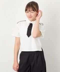 a.v.v / アー・ヴェ・ヴェ カットソー | [130-160]ネクタイ付きクロップドトップス