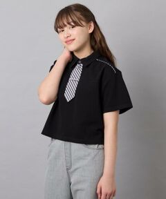 a.v.v / アー・ヴェ・ヴェ カットソー | [130-160]ネクタイ付きクロップドトップス