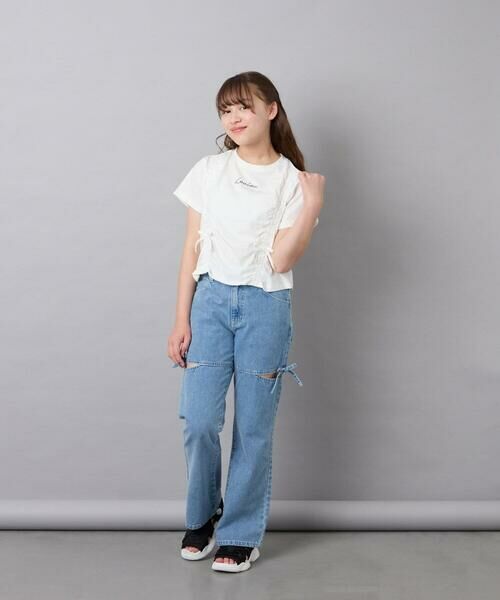 a.v.v / アー・ヴェ・ヴェ チノ・ワークパンツ | [130-160]スリットリボンフレアデニム | 詳細4