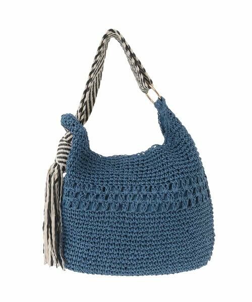 a.v.v / アー・ヴェ・ヴェ トートバッグ | 【雑誌InRed(宝島社)5月号掲載】ミックス編み雑材バッグ（ブルー）