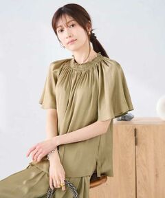 a.v.v / アー・ヴェ・ヴェ シャツ・ブラウス | エアリーサテンシャーリングネックブラウス