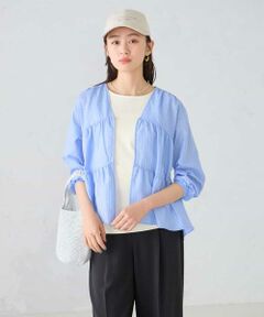 a.v.v / アー・ヴェ・ヴェ シャツ・ブラウス | ストライプ柄ティアードシアーブラウス