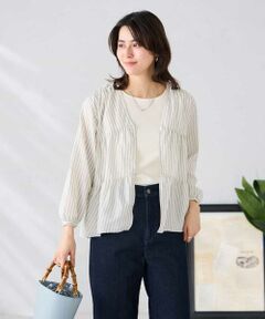 a.v.v / アー・ヴェ・ヴェ シャツ・ブラウス | ストライプ柄ティアードシアーブラウス