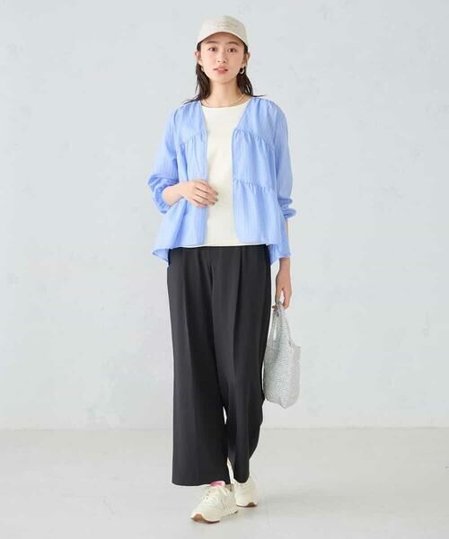 a.v.v / アー・ヴェ・ヴェ シャツ・ブラウス | ストライプ柄ティアードシアーブラウス | 詳細2